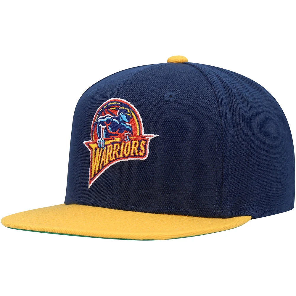 Youth Mitchell & Ness  Navy/Gold Golden State Warriors Two-Tone Snapback Hat