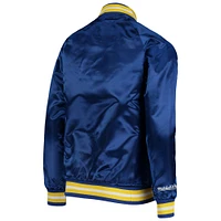 Youth Mitchell & Ness Royal Golden State Warriors Hardwood Classics Satin Raglan Full-Snap Jacket