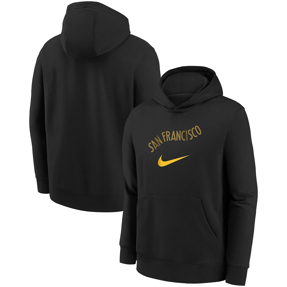 Sweat à capuche Nike noir Golden State Warriors 2023/24 City Edition Essential pour jeune