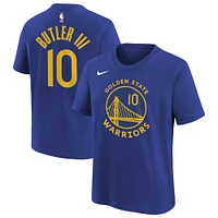T-shirt Nike Jimmy Butler III Royal Golden State Warriors Icon Edition avec nom et numéro pour jeune