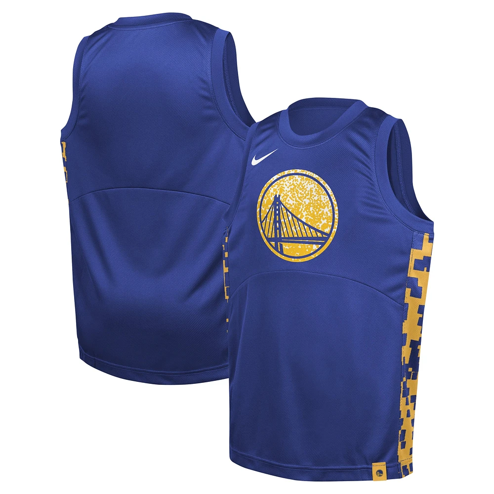 Maillot Nike Royal Golden State Warriors Courtside pour les cinq équipes de départ jeunes