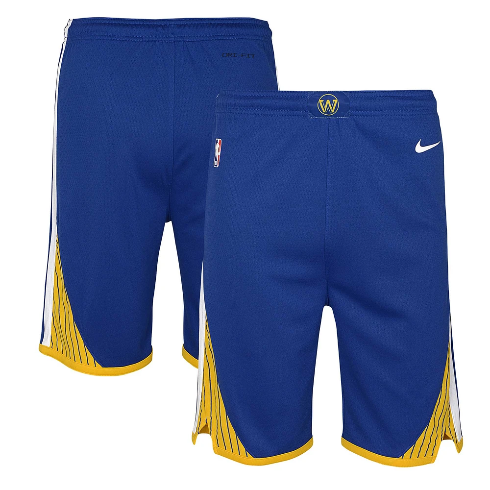 Short Nike Royal Golden State Warriors Icon Edition en maille Performance Swingman pour jeune