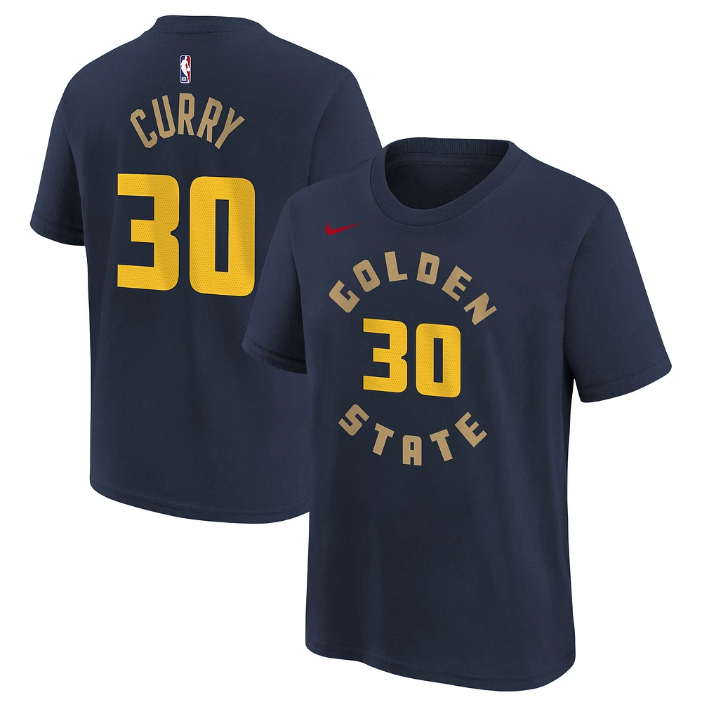 T-shirt Nike Stephen Curry bleu marine Golden State Warriors 2024/25 City Edition avec nom et numéro pour jeune