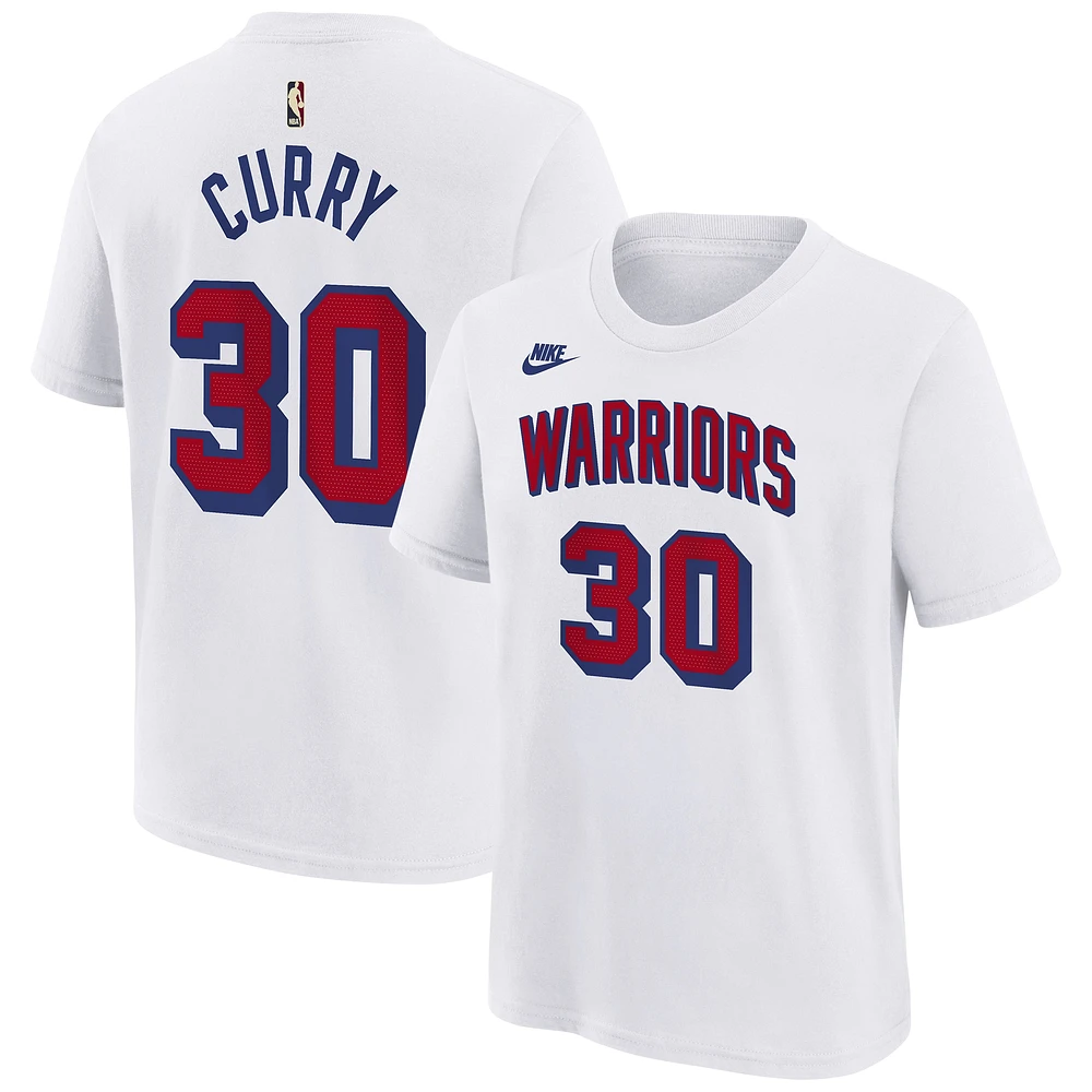 T-shirt Nike Stephen Curry pour jeunes, édition classique blanche, avec nom et numéro des Golden State Warriors