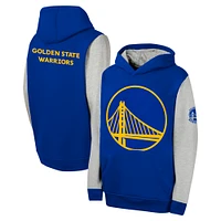 Youth  Royal Golden State Warriors Fair Catch Fleece Pullover Hoodie