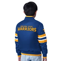 Veste de démarrage pour jeunes Royal Golden State Warriors Scout Varsity à boutons-pression