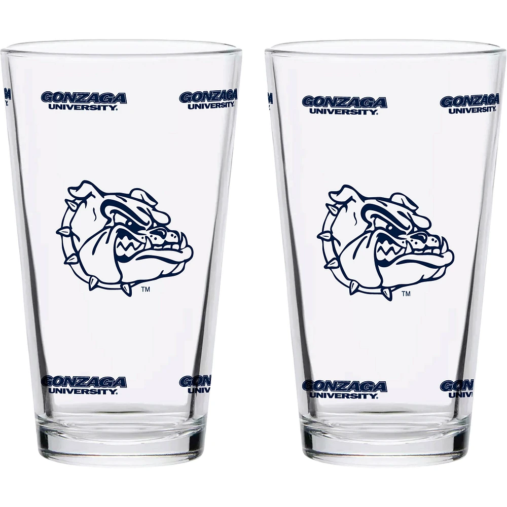 Gonzaga Bulldogs Lot de deux Knockout 16 oz. Ensemble de verres à pinte