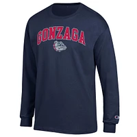 Men's Champion  Navy Gonzaga Bulldogs Arch Over Logo Long Sleeve T-Shirt