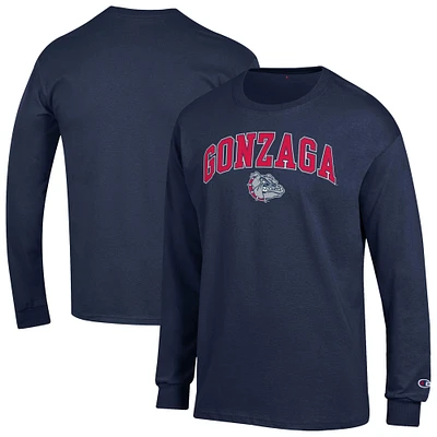 Men's Champion  Navy Gonzaga Bulldogs Arch Over Logo Long Sleeve T-Shirt