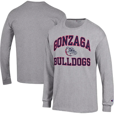 T-shirt à manches longues pour homme Champion Heather Grey Gonzaga Bulldogs High Motor