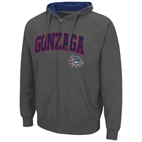Men's Colosseum Charcoal Gonzaga Bulldogs Arch & Logo 3.0 Full-Zip Hoodie
