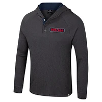 Men's Colosseum  Charcoal Gonzaga Bulldogs Dujour Ralgan Long Sleeve Henley Hoodie T-Shirt