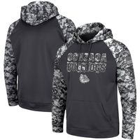 Men's Colosseum Charcoal Gonzaga Bulldogs OHT Military Appreciation Digital Camo Pullover Hoodie