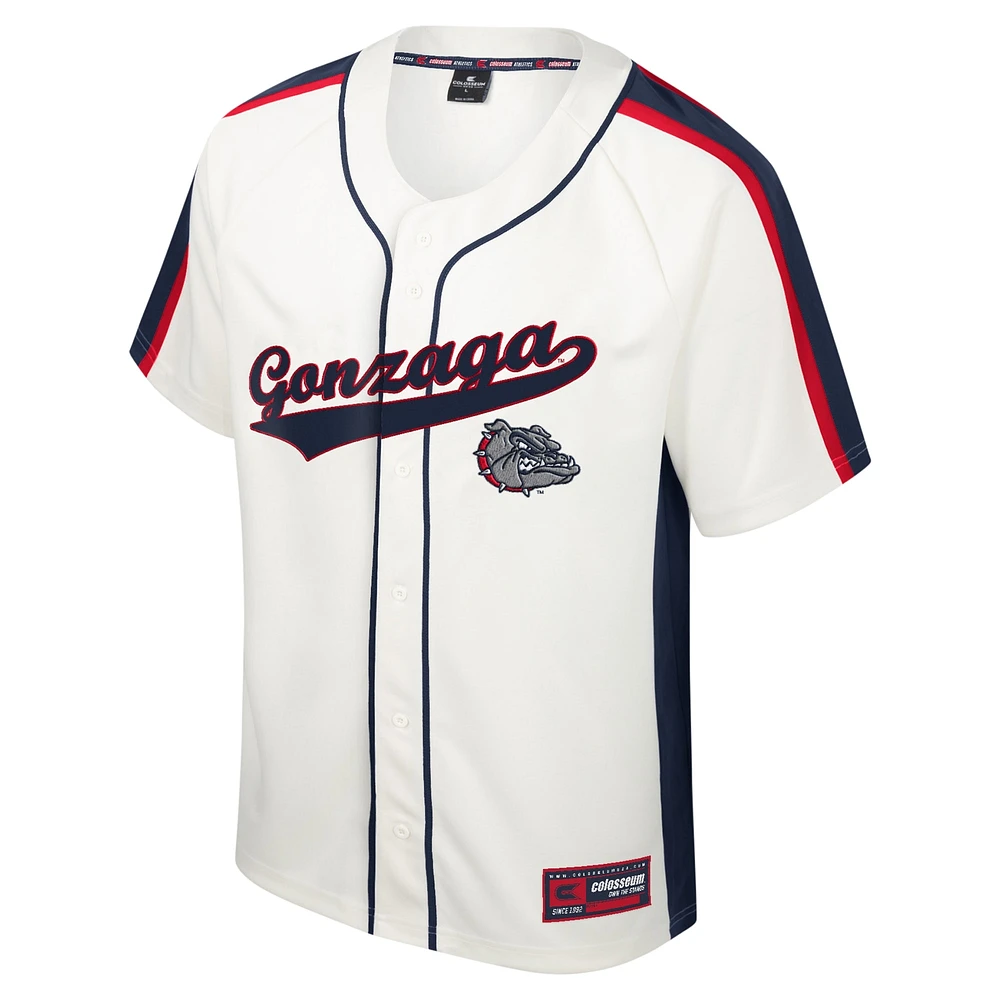 Men's Colosseum Cream Gonzaga Bulldogs Ruth Button-Up Baseball Jersey