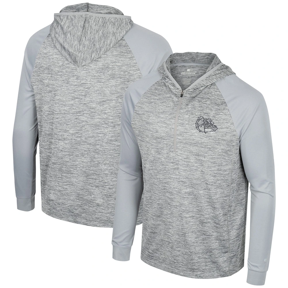 Colosseum Grey Gonzaga Bulldogs Cybernetic Raglan Quarter-Zip Hooded Top