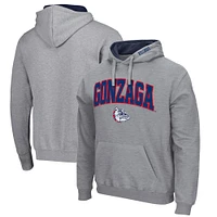 Men's Colosseum Heather Gray Gonzaga Bulldogs Arch and Logo Pullover Hoodie