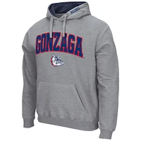 Men's Colosseum Heather Gray Gonzaga Bulldogs Arch and Logo Pullover Hoodie