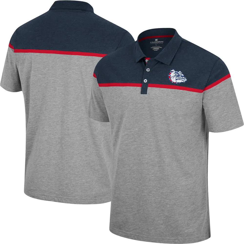 Men's Colosseum Heather Gray Gonzaga Bulldogs Chamberlain Polo