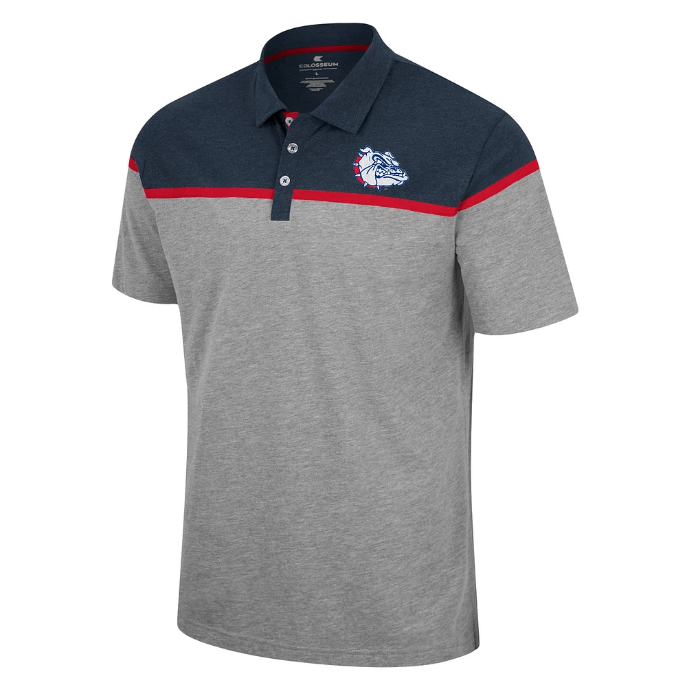 Men's Colosseum Heather Gray Gonzaga Bulldogs Chamberlain Polo