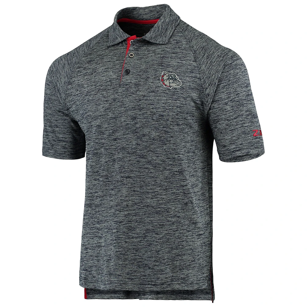 Men's Colosseum Heathered Navy Gonzaga Bulldogs Down Swing Raglan Polo