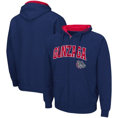 Men's Colosseum Navy Gonzaga Bulldogs Arch & Logo 3.0 Full-Zip Hoodie