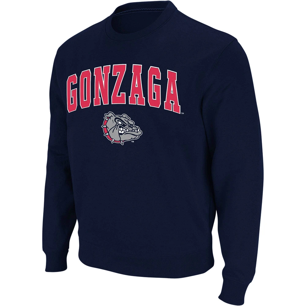 Men's Colosseum Navy Gonzaga Bulldogs Arch & Logo Crew Neck Sweatshirt