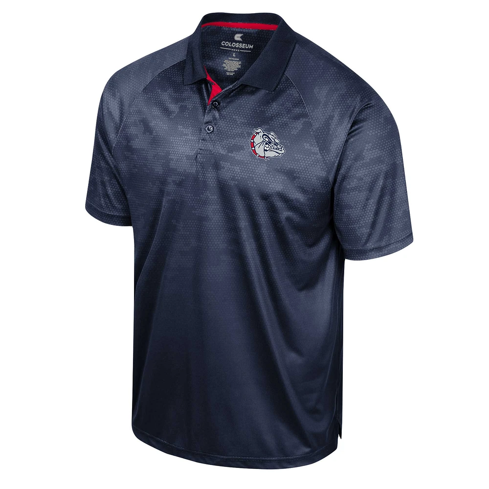 Polo à manches raglan en nid d'abeille Gonzaga Bulldogs Colosseum Navy pour hommes