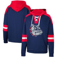 Men's Colosseum Navy Gonzaga Bulldogs Lace-Up 4.0 Pullover Hoodie