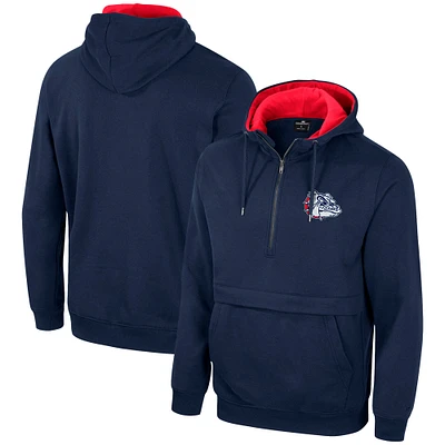 Chandail à capuchon demi-glissière pour homme Colosseum Navy Gonzaga Bulldogs Team