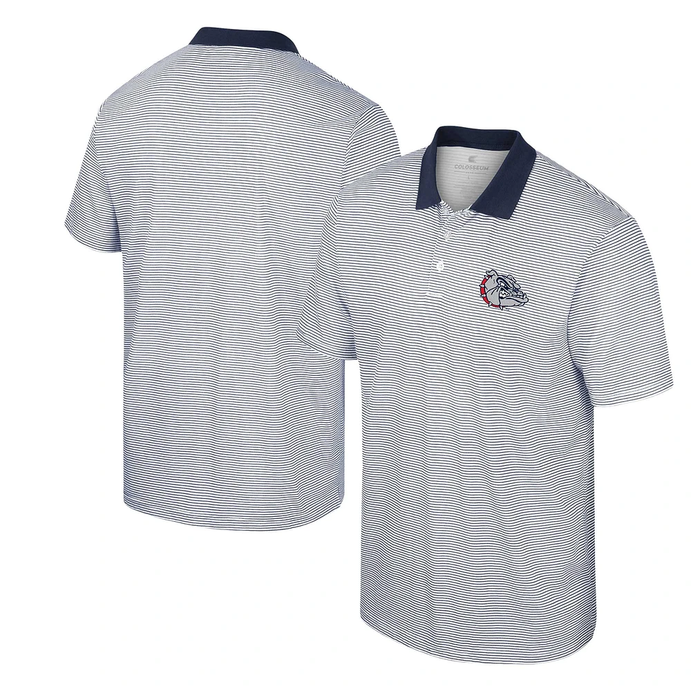 Men's Colosseum White/Navy Gonzaga Bulldogs Print Stripe Polo