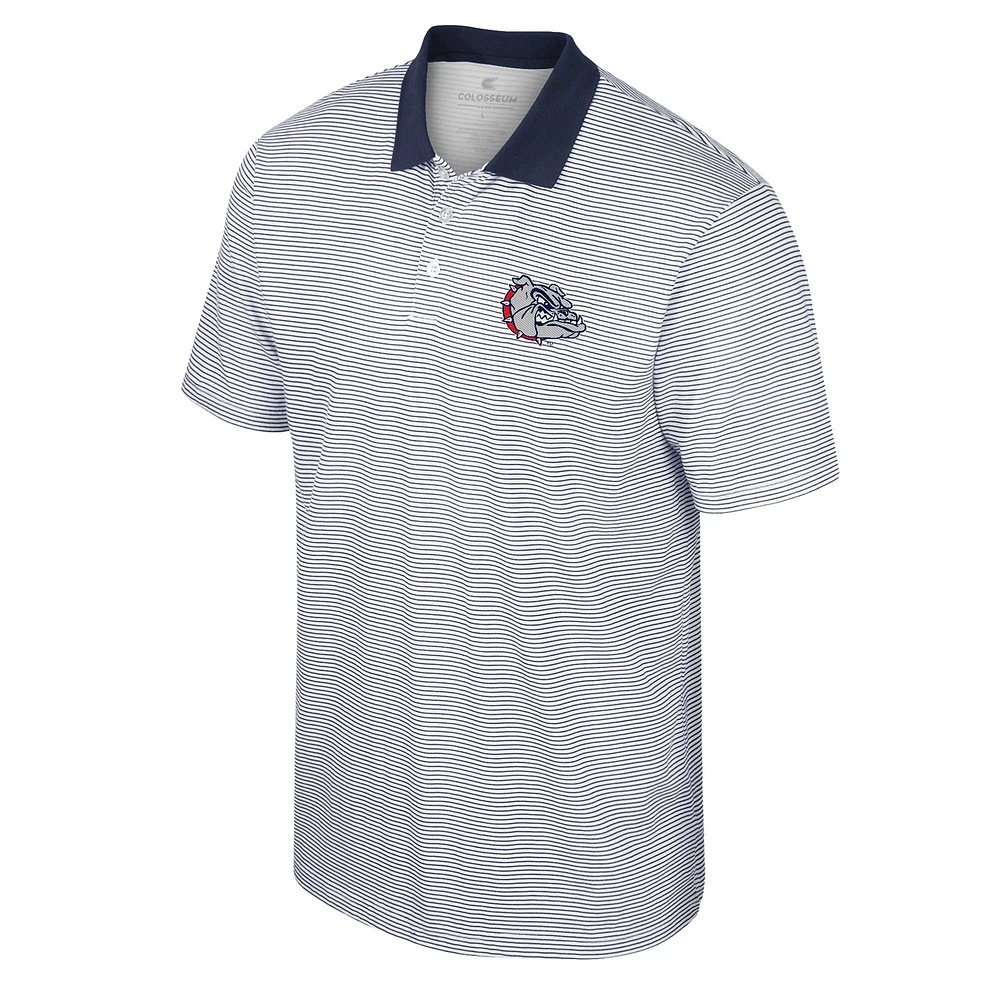 Men's Colosseum White/Navy Gonzaga Bulldogs Print Stripe Polo