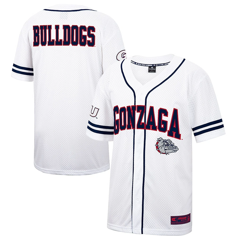 Maillot de baseball boutonné en maille Free Spirited des Bulldogs Gonzaga blanc Colosseum pour hommes