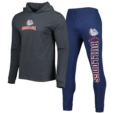 Men's Concepts Sport Navy/Charcoal Gonzaga Bulldogs Meter Pullover Hoodie & Pant Sleep Set