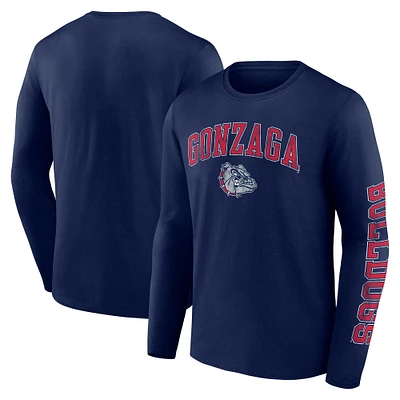 T-shirt à manches longues pour hommes Fanatics Navy Gonzaga Bulldogs en détresse avec logo