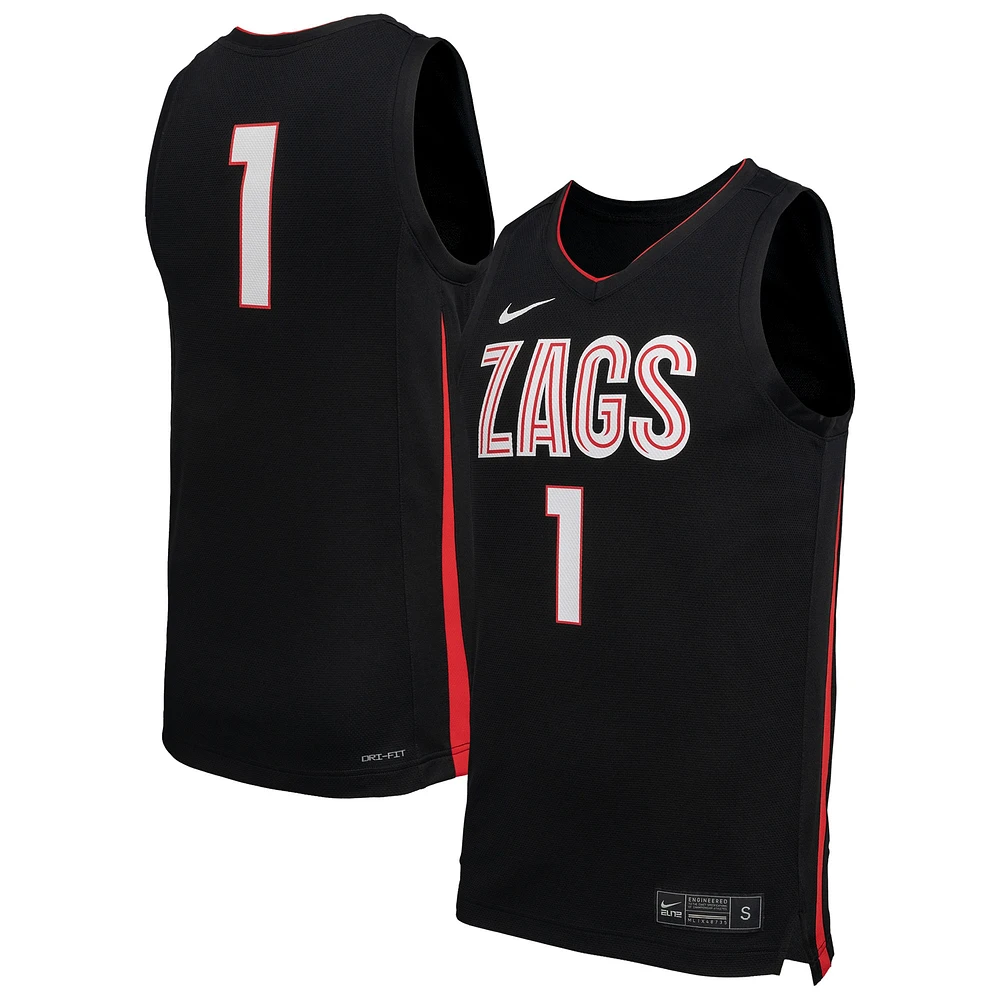 Maillot de basket-ball réplique Nike Gonzaga Bulldogs noir pour homme