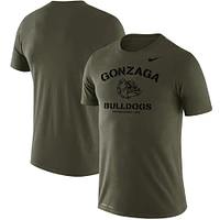 Men's Nike Olive Gonzaga Bulldogs Stencil Arch Performance T-Shirt