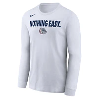 T-shirt à manches longues Nike Gonzaga Bulldogs 2025 On-Court Bench pour homme Blanc