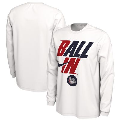 Men's Nike White Gonzaga Bulldogs Ball Bench Long Sleeve T-Shirt