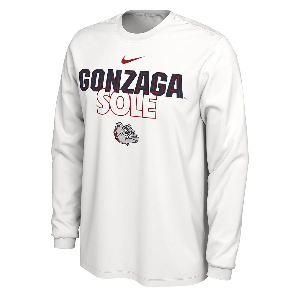 Nike  White Gonzaga Bulldogs 2023 On Court Bench Long Sleeve T-Shirt