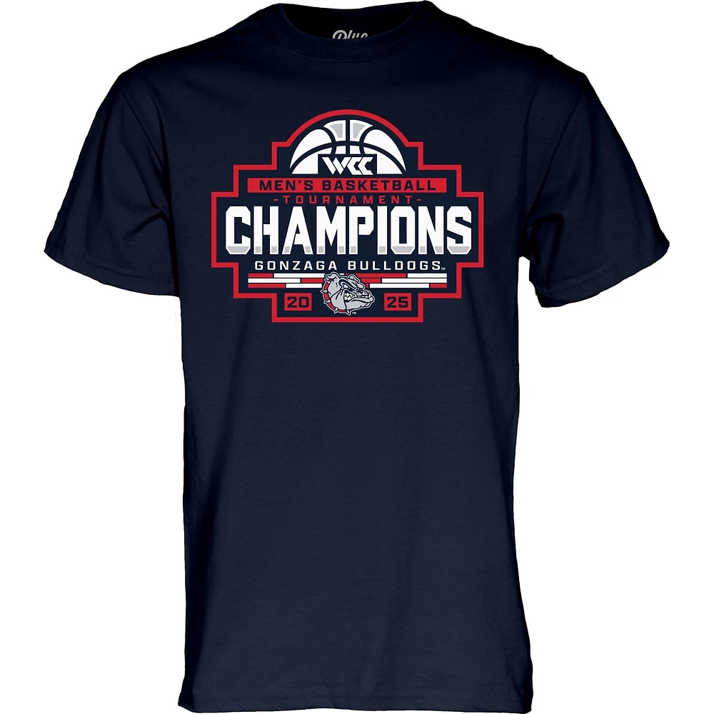 Unisex Blue 84 Navy Gonzaga Bulldogs 2025 WCC Men's Basketball Conference Tournament Champions T-Shirt