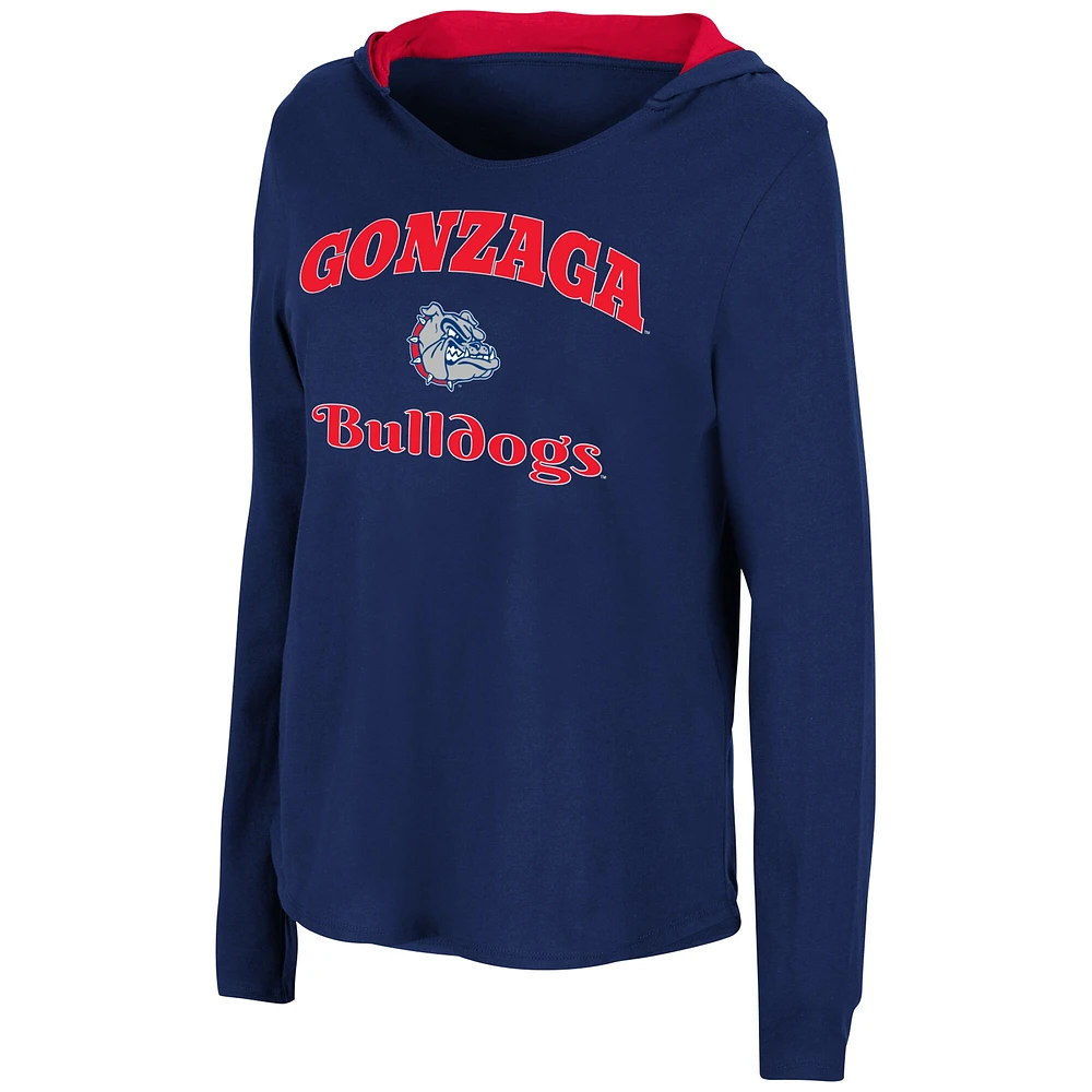 Colosseum Navy Gonzaga Bulldogs Catalina Sweat à capuche T-shirt manches longues pour femme