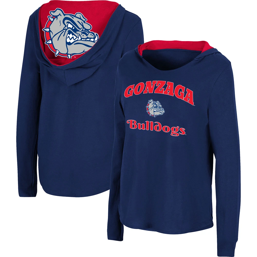 Colosseum Navy Gonzaga Bulldogs Catalina Sweat à capuche T-shirt manches longues pour femme