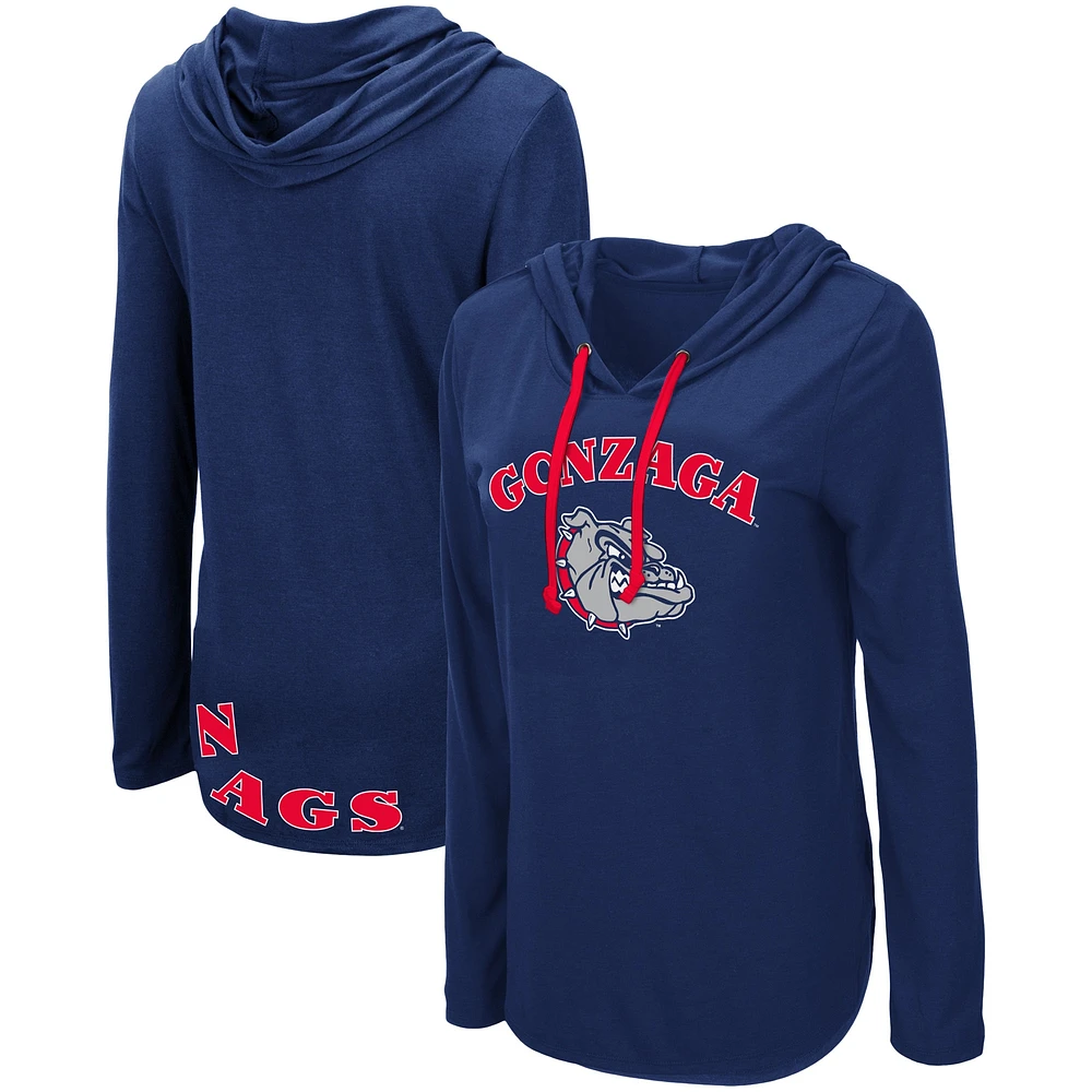 Women's Colosseum Navy Gonzaga Bulldogs My Lover Lightweight Hooded Long Sleeve T-Shirt