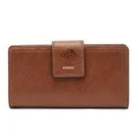 Gonzaga Bulldogs Fossil Women's Leather Logan RFID Tab Clutch - Brown