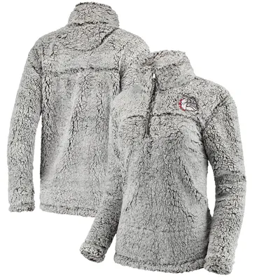 Gonzaga Bulldogs Women's Sherpa Super Soft Quarter Zip Pullover Jacket - Gray