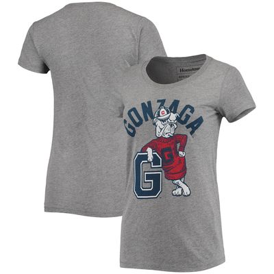 Women's Homefield Heathered Gray Gonzaga Bulldogs Vintage Mascot Tri-Blend T-Shirt