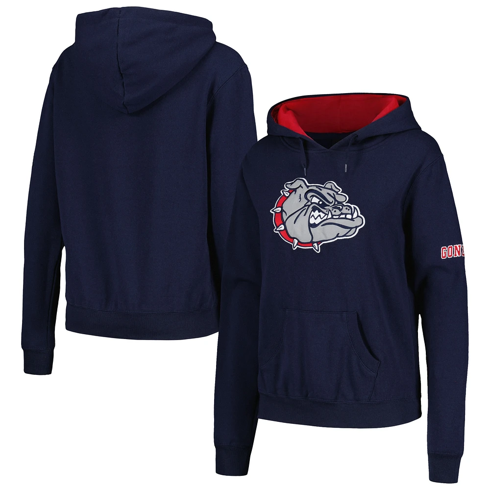 Chandail à capuchon avec grand logo de l'équipe Gonzaga Bulldogs pour femme, bleu marine