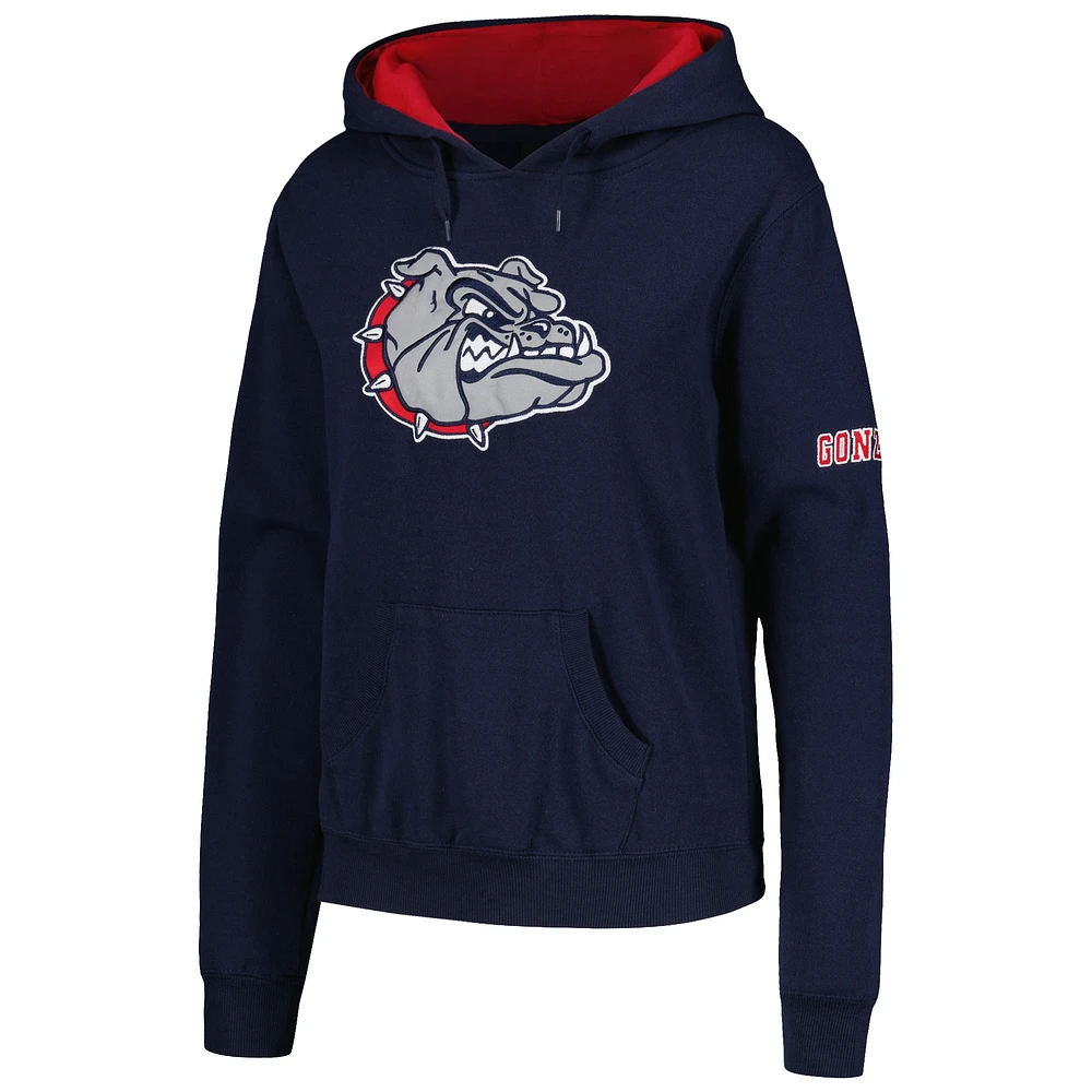 Chandail à capuchon avec grand logo de l'équipe Gonzaga Bulldogs pour femme, bleu marine