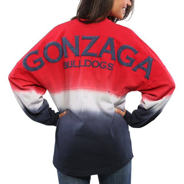 Maillot Femme Rouge Gonzaga Bulldogs Ombre Long Sleeve Dip-Dyed Spirit