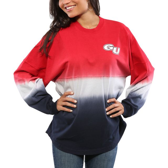 Maillot Femme Rouge Gonzaga Bulldogs Ombre Long Sleeve Dip-Dyed Spirit